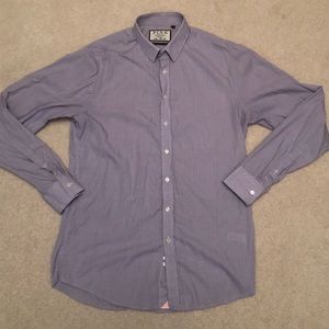Thomas Pink Super Slim Fit Long Sleeve Button Down Purple Plaid Shirt size 16